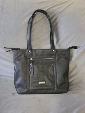 Valenchi Large Black Genuine Leather Purse Shoulder Handbag Tote Bag Women